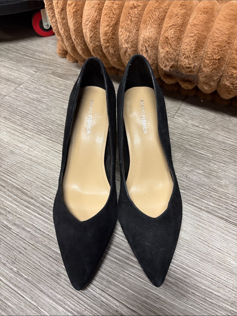 Marc Fisher Black Suede Pointed-Toe Pumps
